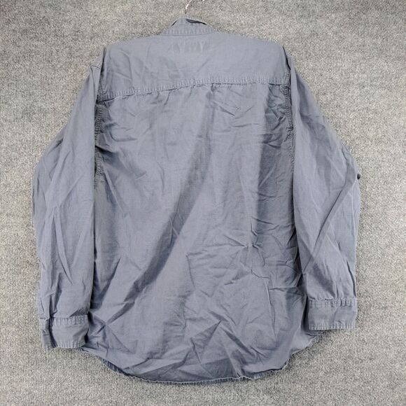 Wrangler Riggs Button Down Shirt Mens Large Long Sleeve Gray Chest Pocket Casual - Picture 5 of 12